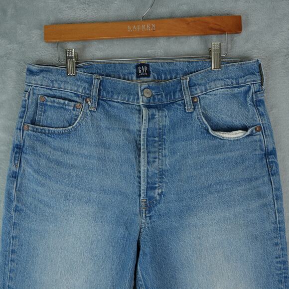 Gap Jeans Womens 32x26 Blue Cropped Ankle Cheeky Straight Button Fly High Rise - Picture 3 of 14